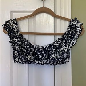 Off The Shoulder Floral Crochet Bikini Top